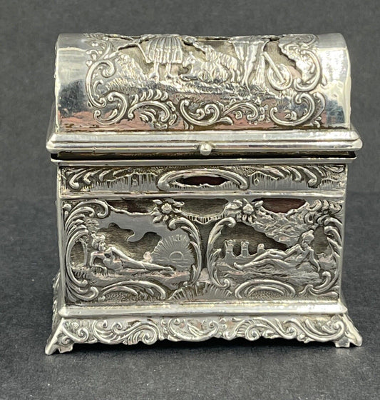 Treasure chest continental silver casket box London 1891