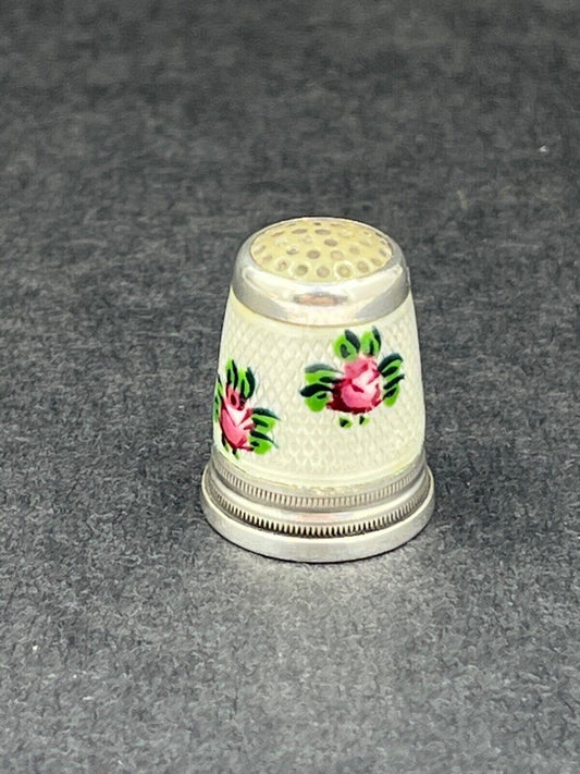 A silver and enamel thimble 935 standard