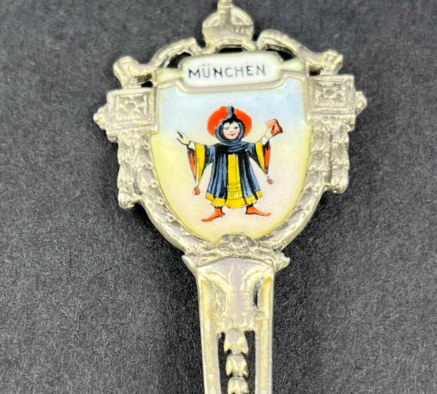 A good quality German silver gilt enamel spoon Munchen 800