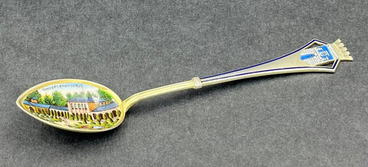 A good quality  silver gilt enamel spoon Kissingen 800