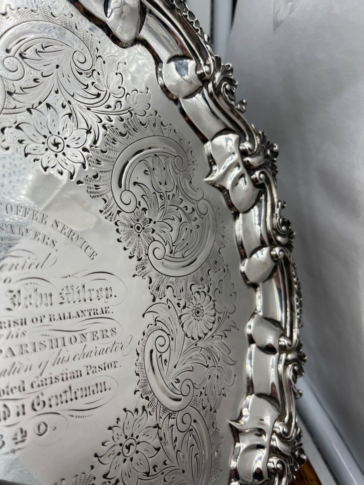 A good quality antique silver salver with presentation inscription London 1807