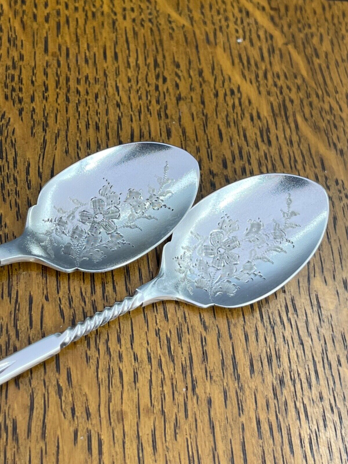 A good quality pair of sterling silver jam - preserve spoons Sheffield 1900